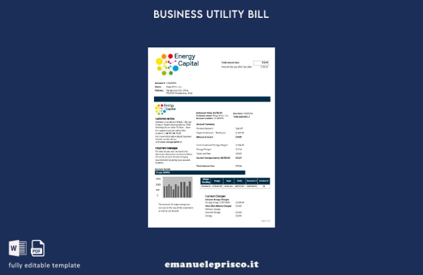 stile verificato Modello di bolletta delle utenze aziendali Cile Energy Capital